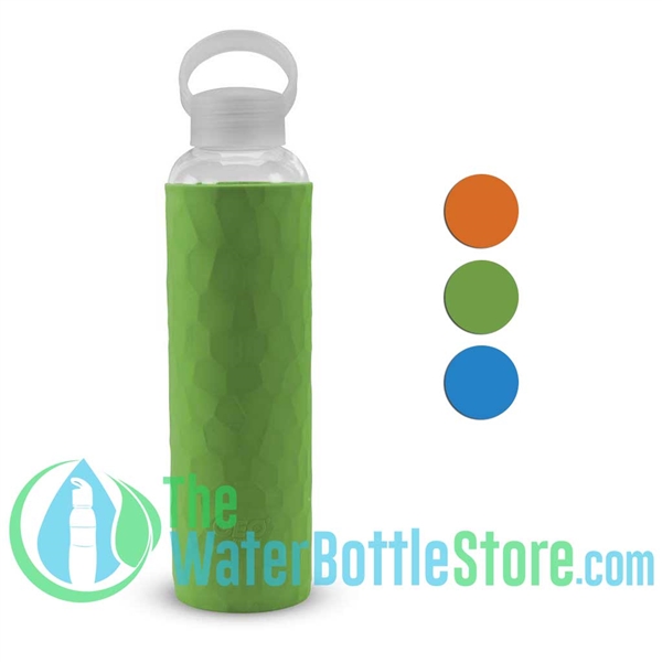 GEO 12oz Glass Reusable Drinking Water Bottle Small Silicone